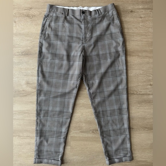 Zara Mens Trouser Cropped Casual Pants Plaid SZ 32 - Picture 1 of 10
